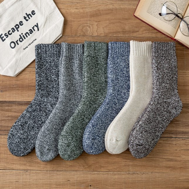 Men EU40-EU44 Thick warm crew winter wool blend thermal socks 6 Pairs S38